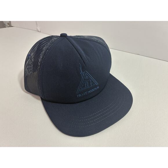 Helly Hansen A-Frame Cabin Logo Trucker Hat Navy Mesh Snapback Outdoor Hiking - Picture 2 of 8